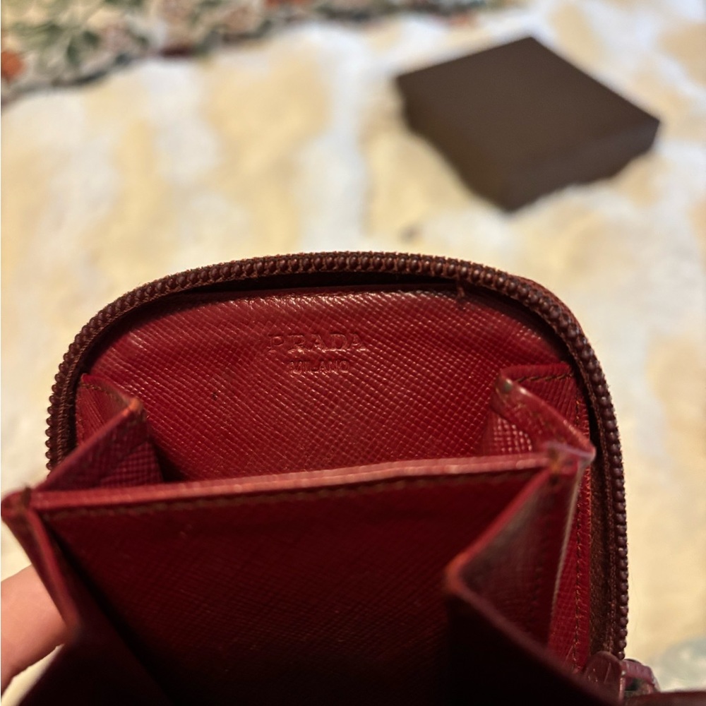 Prada Small Saffiano Zip Coin Purse in Deep Red - Picture 4 of 7